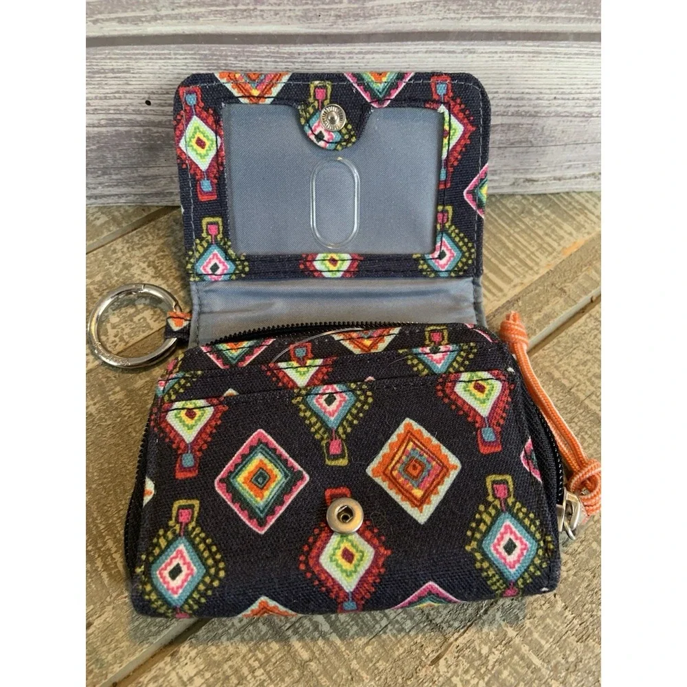 Vera Bradley Provencal Euro Wallet Blue Orange Red Snap ID Wallet Coin‎